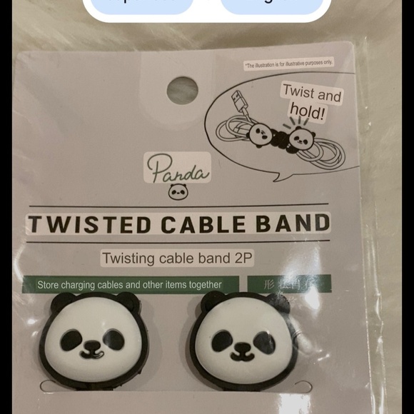 Panda Twisted Cable Band. Cue Panda Face Design. Black/White - Picture 3 of 4